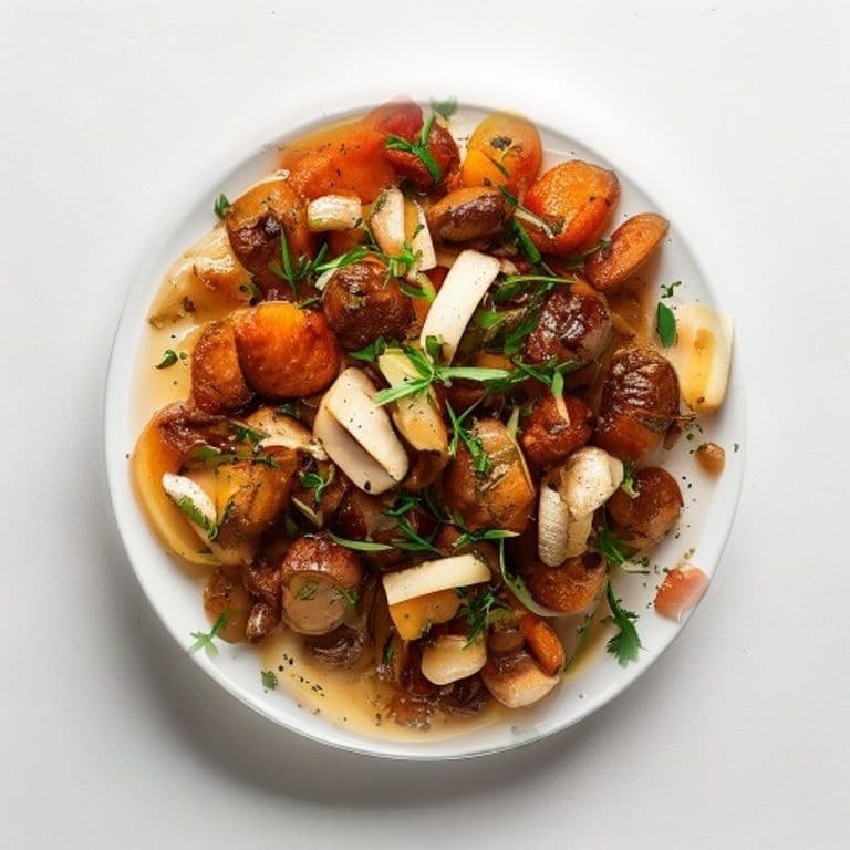 Boulettes de bœuf mijotées, champignons et carottes