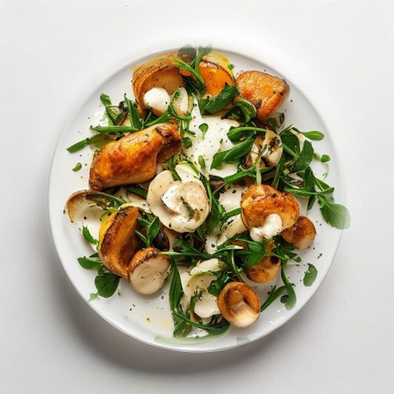 Poulet, épinards, champignons de Paris et crème