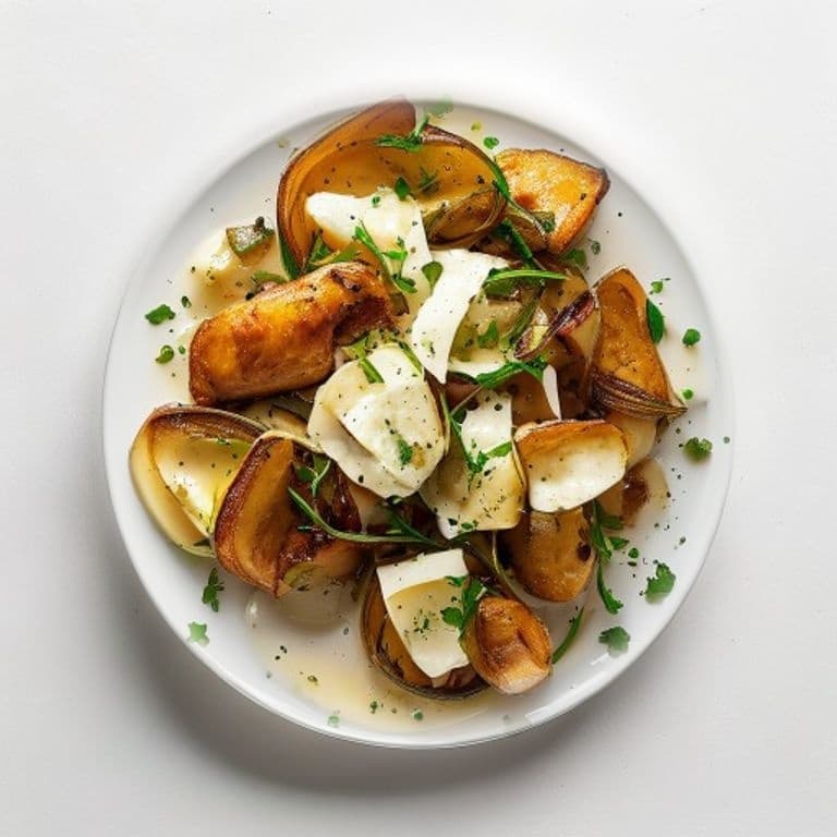 Poulet, endives braisées à la crème et emmental