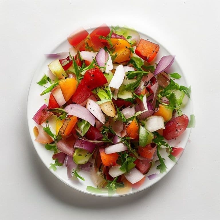 Salade de poivron, oignon rouge et persil