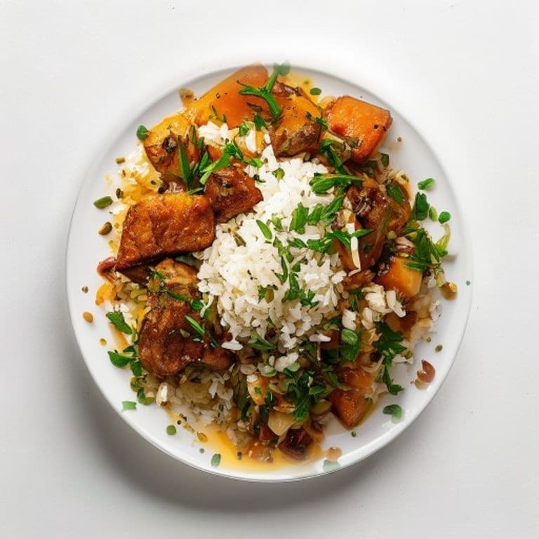 Bœuf haché, riz et pois chiches épicés