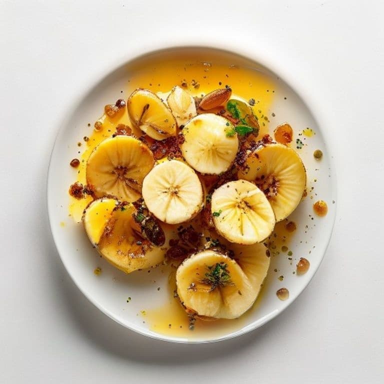 Banane rôtie au miel et amandes