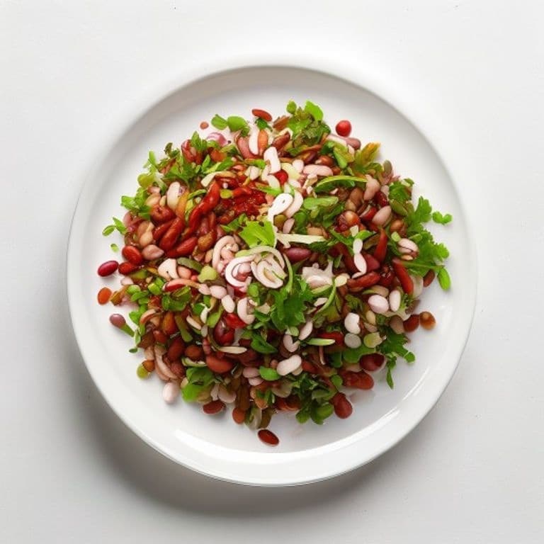 Salade de haricots rouges, oignon rouge et coriandre