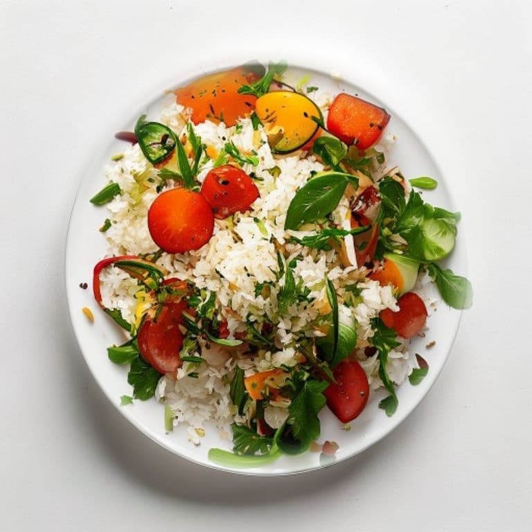 Salade de riz et restes de légumes
