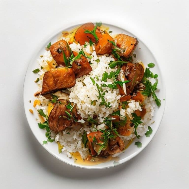 Bœuf haché, riz et champignons de Paris