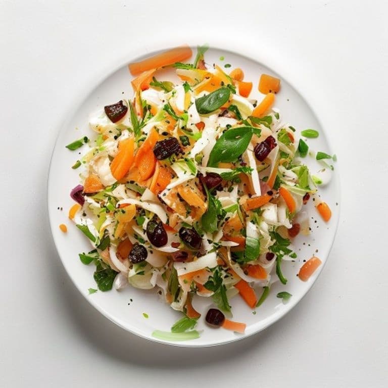Salade de chou, carotte et raisins secs