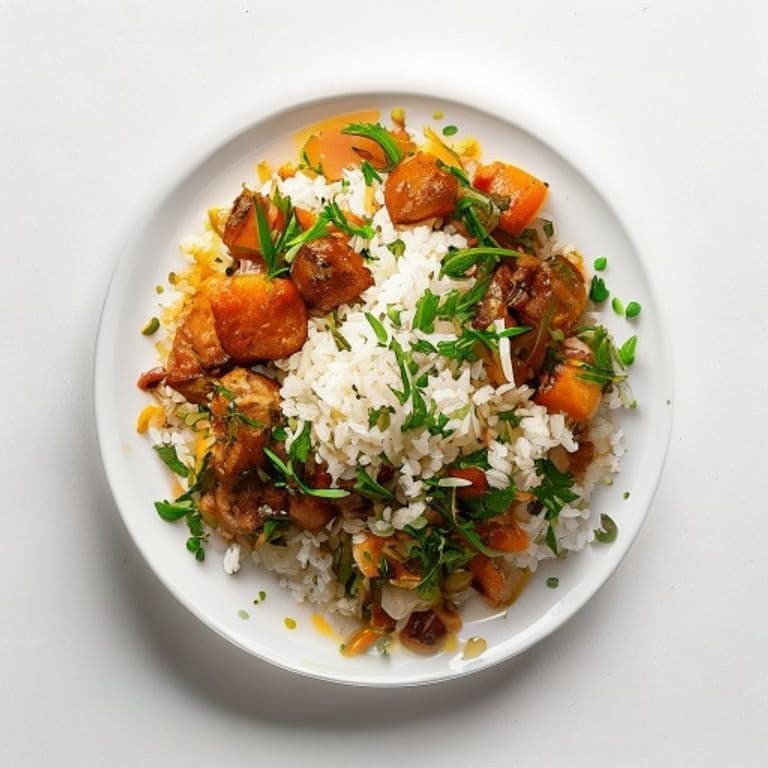 Bol de bœuf haché, riz et petits pois