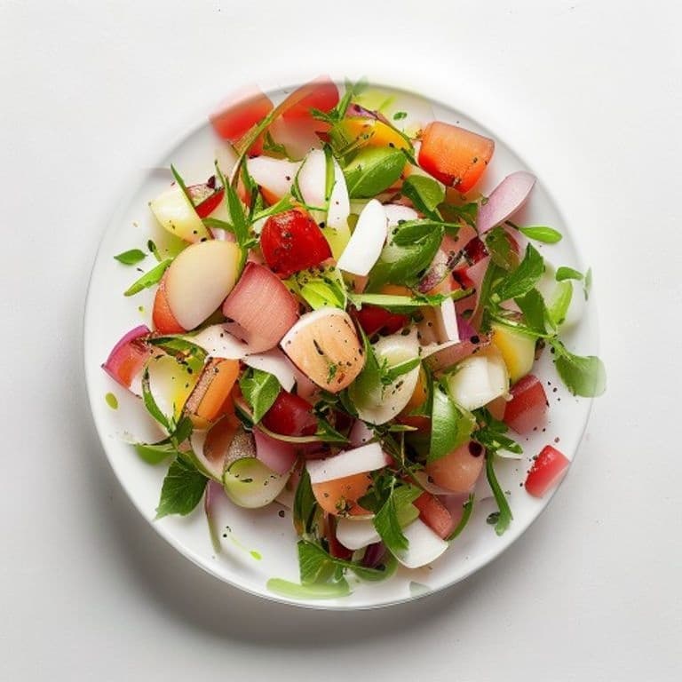 Salade d'abricot, oignon rouge et menthe
