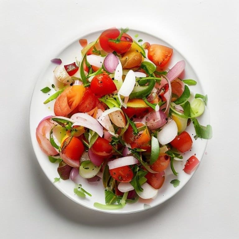 Salade de pois chiches, tomate et oignon rouge