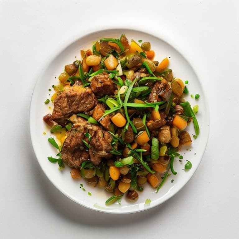 Bœuf haché, lentilles vertes et carotte