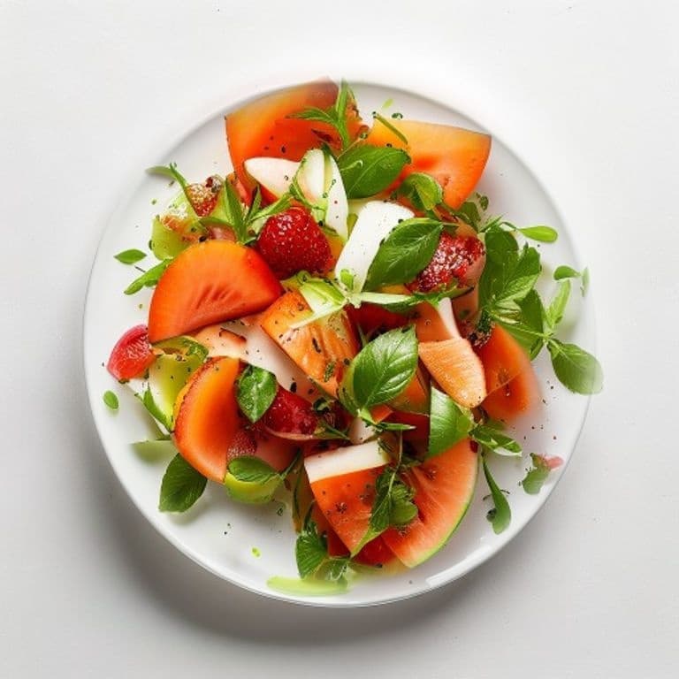Salade de melon, fraise et menthe