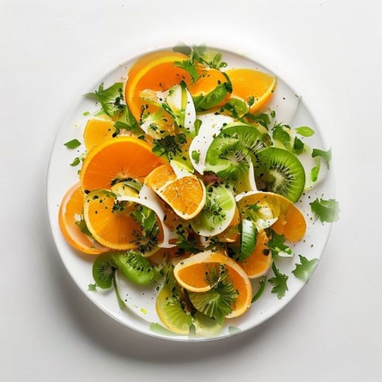 Salade d'orange, kiwi et noisettes