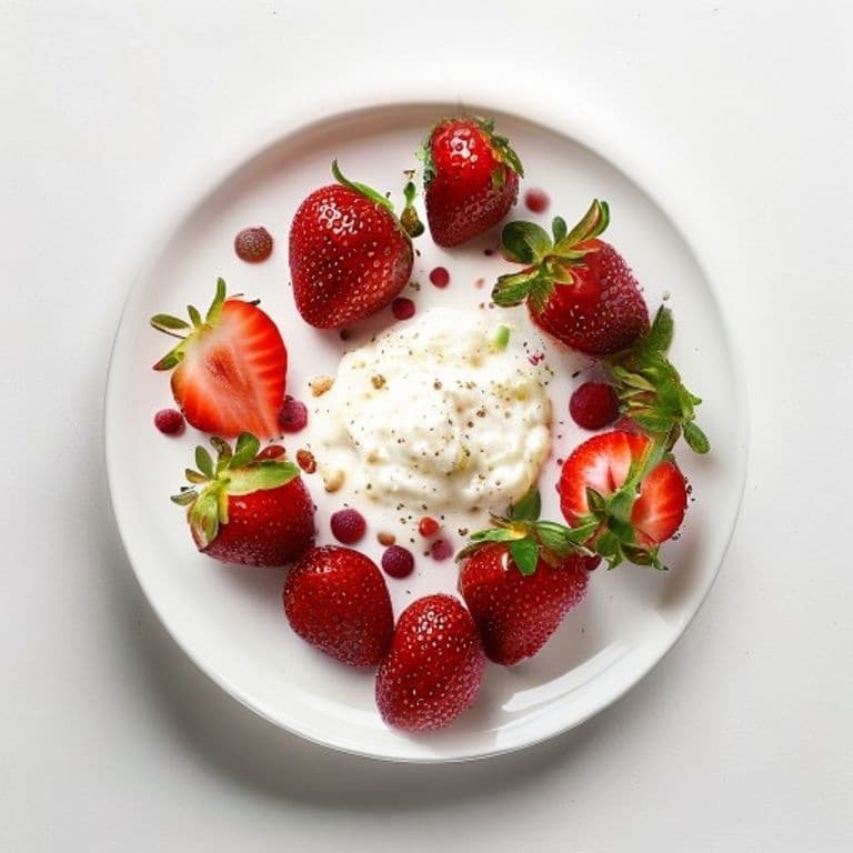 Yaourt aux fraises fraîches et miel
