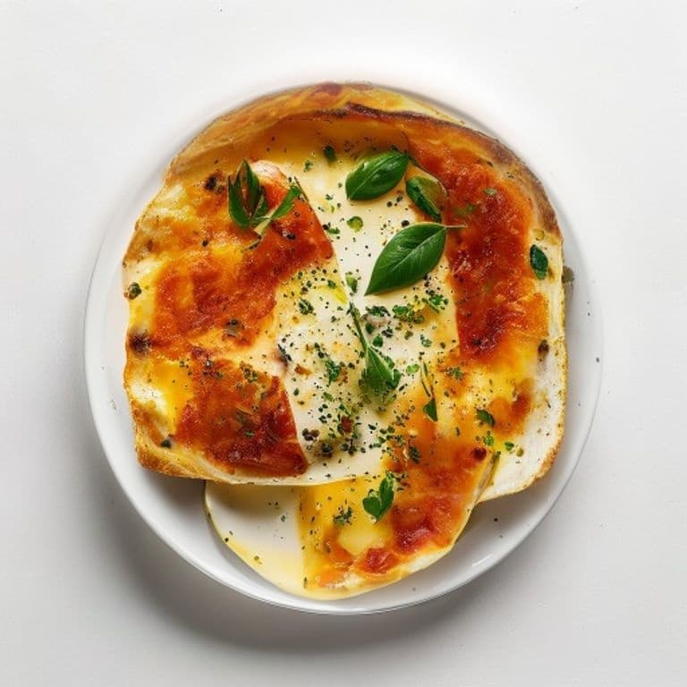 Omelette au fromage et jambon, toast