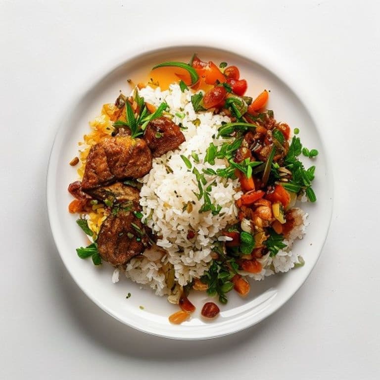 Bœuf haché, riz et haricots rouges