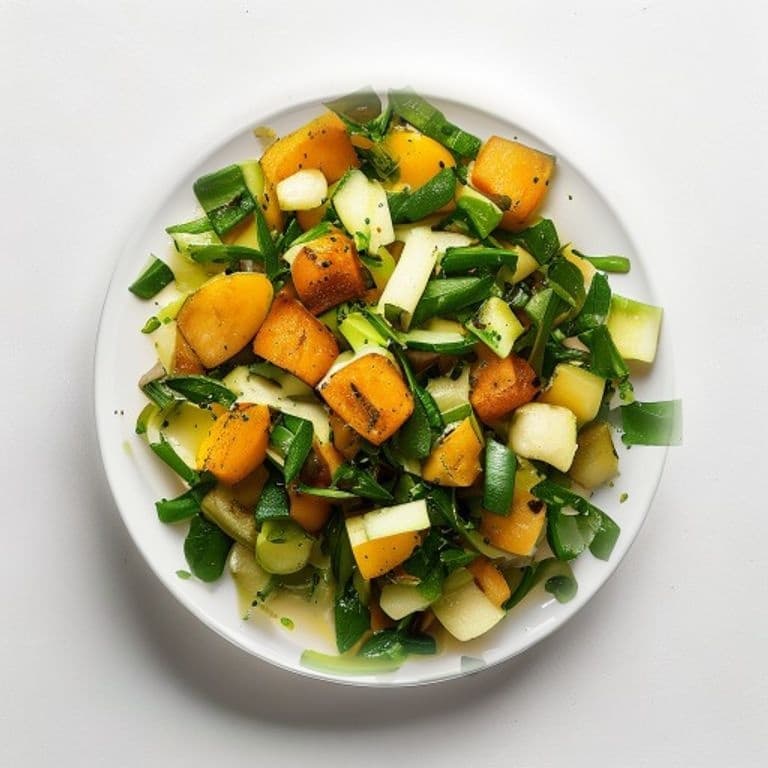 Poêlée de poireaux et haricots verts