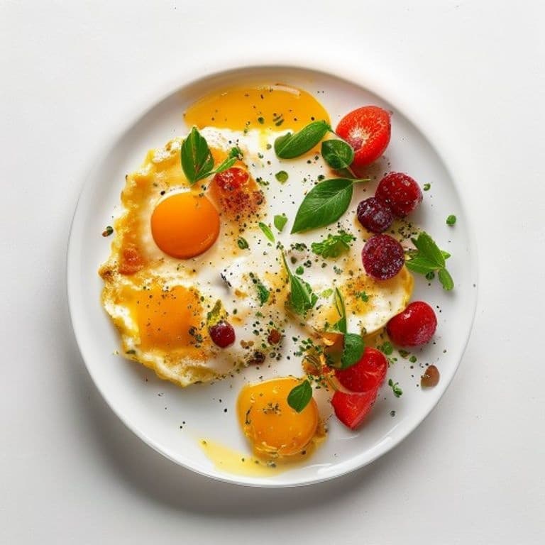 Œufs brouillés et fruits frais