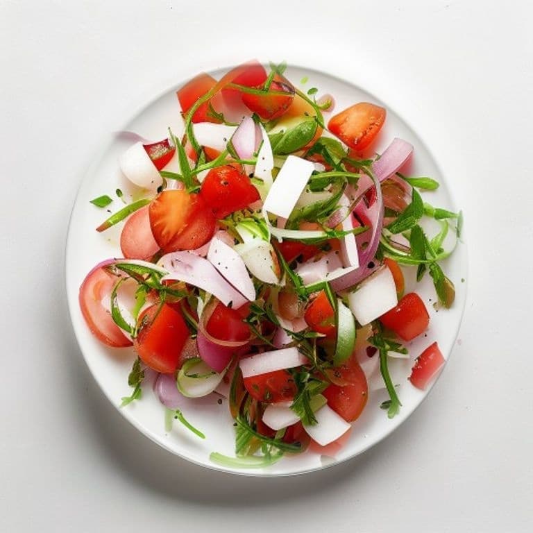 Salade de radis, tomate et oignon rouge