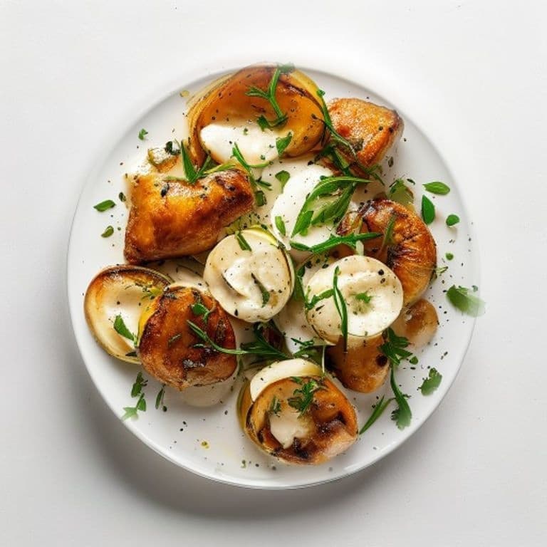 Poulet, endives et champignons de Paris à la crème