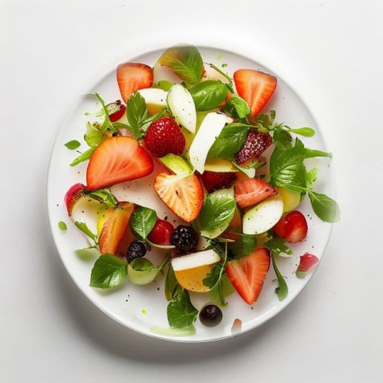 Salade de poire, fraise et menthe