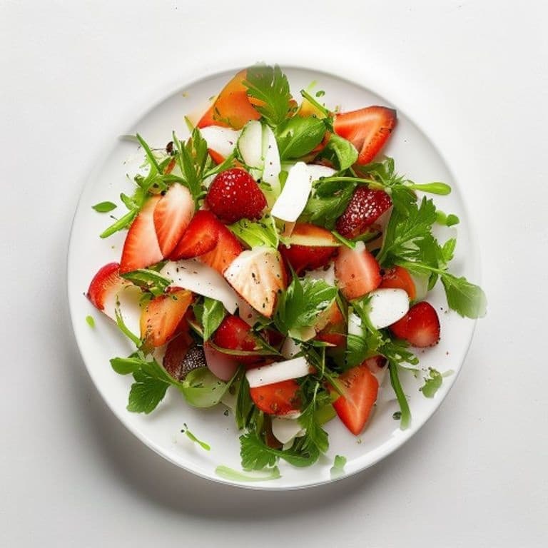 Salade de radis, fraise et menthe